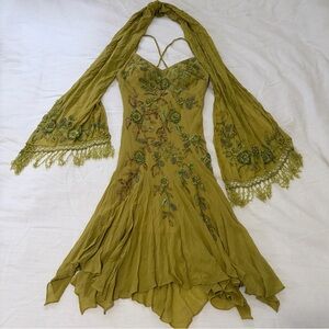 Vintage Sue Wong Beaded Fairy Midi Dress